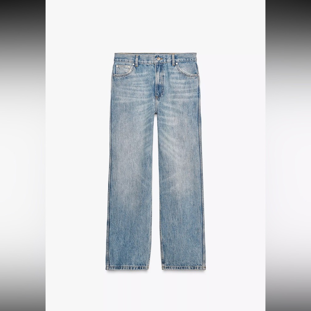 Zara ZW COLLECTION STRAIGHT HIGH-WAIST CROPPED JEANS sz 14 NWT